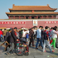 Crowd filing past Tiananmen Gate