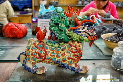 Painted and glazed lion