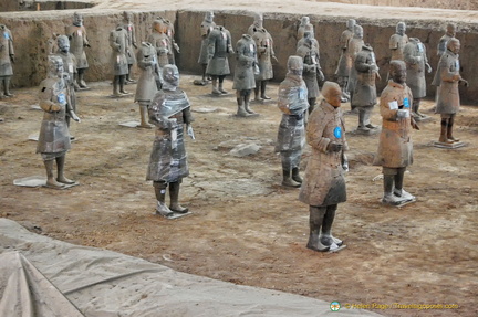 Some mended terracotta warriors