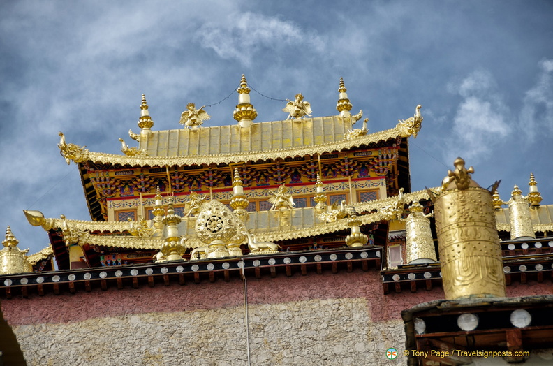 Ornate Gilded Roofs of Ganden Sumtseling Monastery